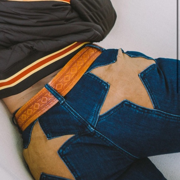 SAINTS AND HEARTS BELL BOTTOM JEANS WITH RAW HEM Y2K 90S STYLE BOHO COWGIRL - Picture 6 of 15